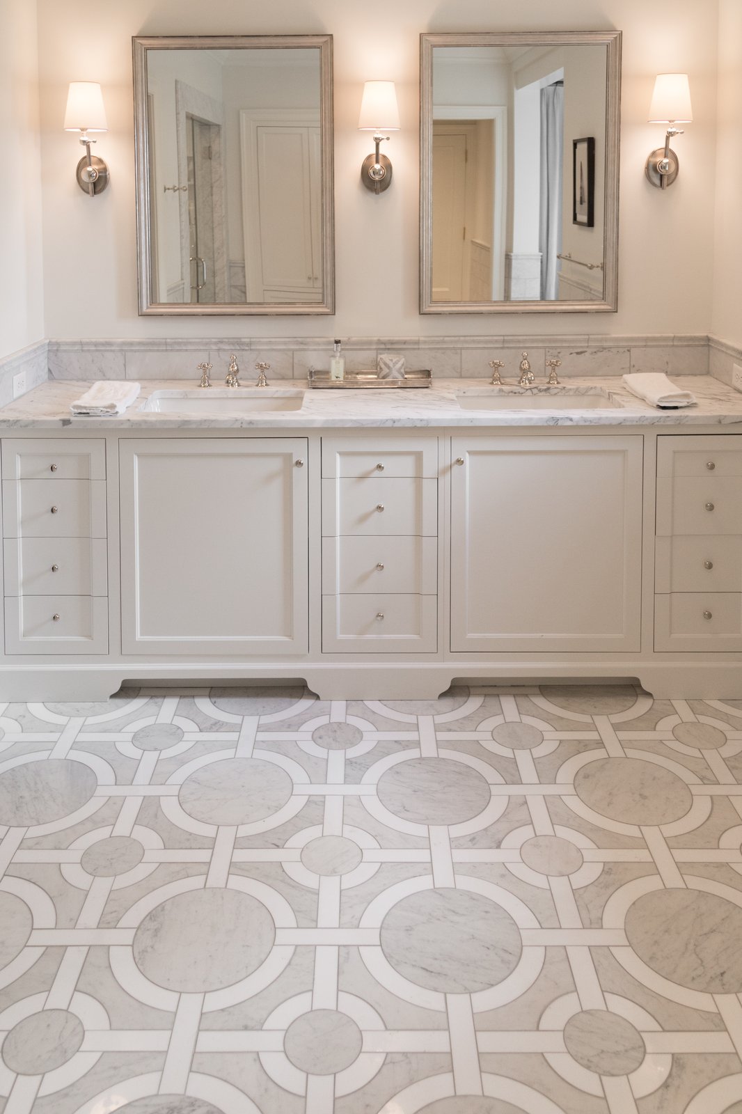 Master bathroom with pecky cypress vanity